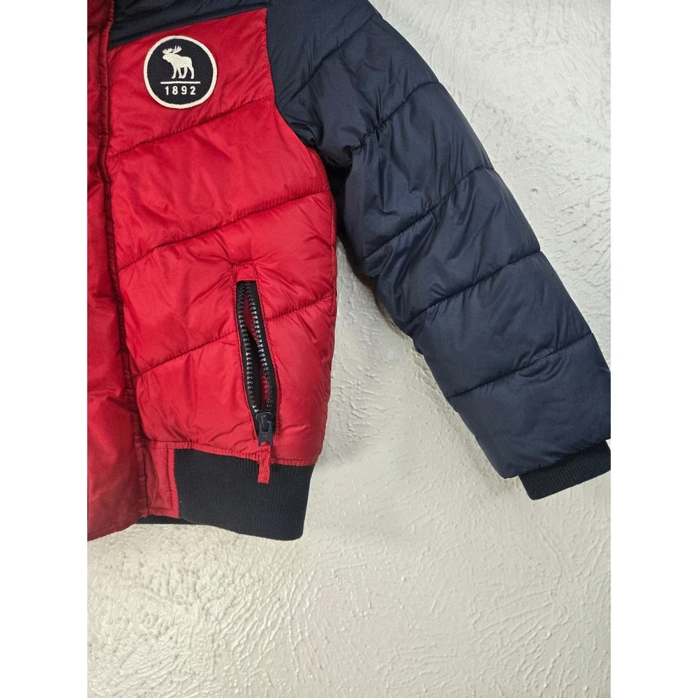 Abercrombie Kids Puffer Jacket Boys 5/6 Faux Shearling Lined Hooded Winter Coat